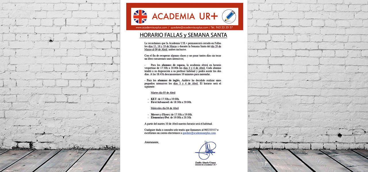 academia UR+ horarios y clases 2020