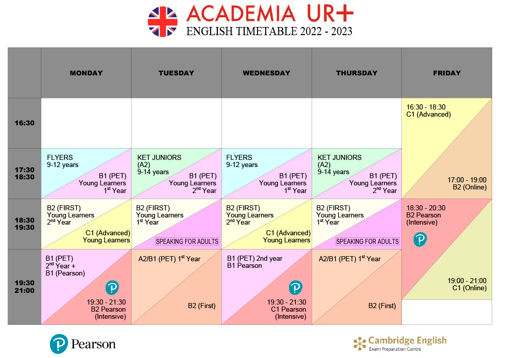 horarios academia de inglés Valencia